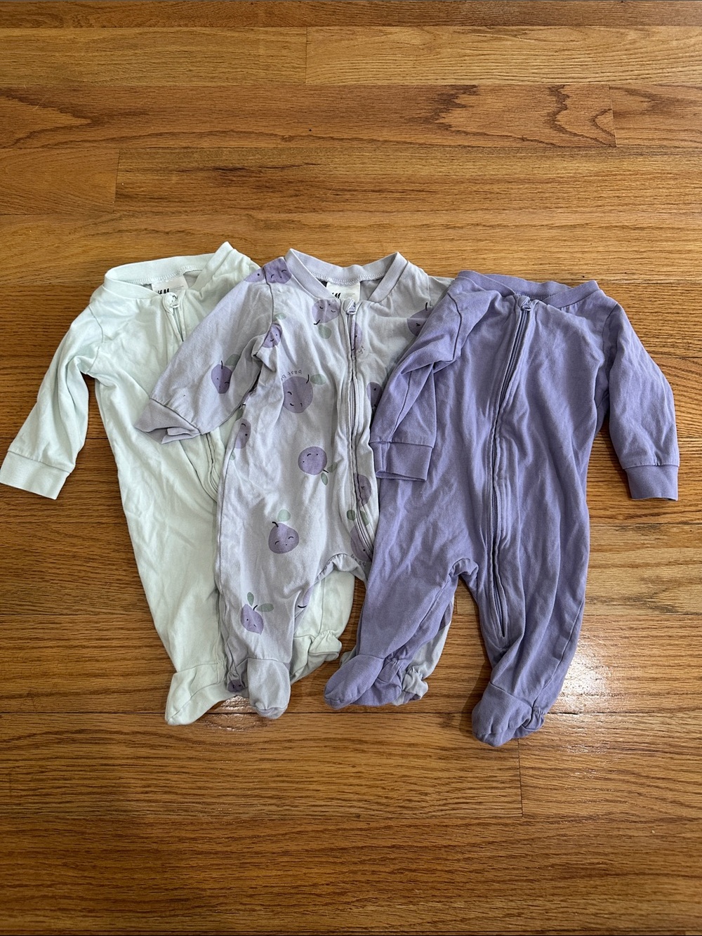NB H&M Lavender and Mint Footed One-Piece Pajama Set